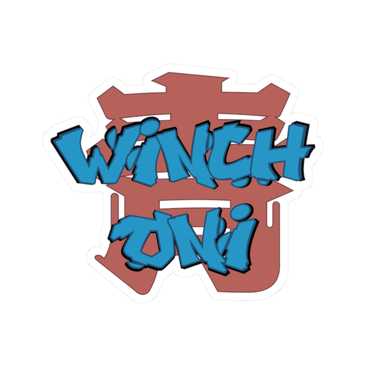 Winch Oni Text only Kiss-Cut Stickers